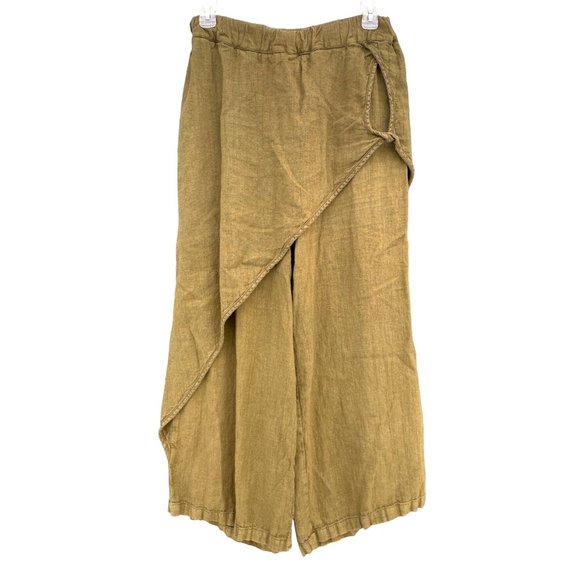 Cynthia Ashby Pants - Cynthia Ashby Women's Large L Olive Wrap PAnts loose gold